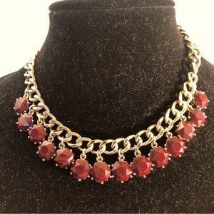 Dynamite Brand costume dangly choker. Faceted acrylic burgundy beads.